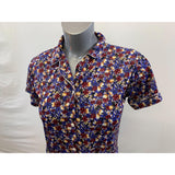 Pokémon Women's Blue Floral Anime Soft Silk Collared Button up Pj Shirt Size Medium
