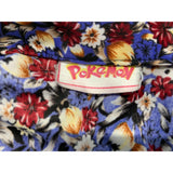 Pokémon Women's Blue Floral Anime Soft Silk Collared Button up Pj Shirt Size Medium