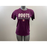 Roots Women's Purple T-Shirt Roots Athletics Spelled Out Size XS Cotton Blend