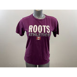 Roots Women's Purple T-Shirt Roots Athletics Spelled Out Size XS Cotton Blend