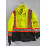 Terra Hi-Vis Rain Jacket with Reflective Tape and Removable Hood, Yellow Men's Large