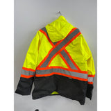 Terra Hi-Vis Rain Jacket with Reflective Tape and Removable Hood, Yellow Men's Large