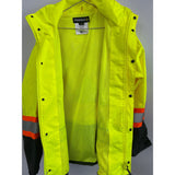 Terra Hi-Vis Rain Jacket with Reflective Tape and Removable Hood, Yellow Men's Large