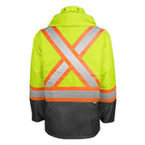 Terra Hi-Vis Rain Jacket with Reflective Tape and Removable Hood, Yellow Men's Large