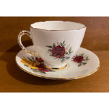 Royal Trent Fine Bone China England Vintage Teacup Saucer Set Red Yellow Roses