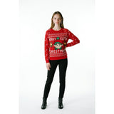 Women's Christmas Sweatshirt Size Medium Red All Over Print Merry Elfin Christmas