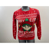 Women's Christmas Sweatshirt Size Medium Red All Over Print Merry Elfin Christmas