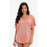 Billabong Women's Salmon / Pink Coloured Curved Bottom Short Sleeve T-Shirt Size Large Cotton Blend