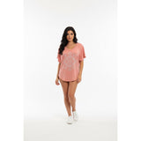 Billabong Women's Salmon / Pink Coloured Curved Bottom Short Sleeve T-Shirt Size Large Cotton Blend