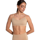 Capezio Womens Seamless Clear Back Sweetheart Bandeau Bra Nude XS/S NWT