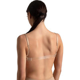 Capezio Womens Seamless Clear Back Sweetheart Bandeau Bra Nude XS/S NWT