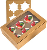 Kraft Cupcake Box with Insert and Window Pack of 6