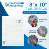 Spartan Industrial - 8” X 10” Clear Zip Plastic Poly Bags 2 MIL