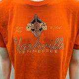 Nashville Tennessee Graphic T Shirt Men's Size Large Orange Cotton Blend Tee