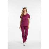 Wonderwink V Neck Scrub Top Women's Size XS Burgundy Short Sleeve Polyester Blend NEW