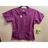 Wonderwink V Neck Scrub Top Women's Size XS Burgundy Short Sleeve Polyester Blend NEW