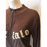 Buffalo Brown Full Zip Long Sleeve Spell Out Top Women's Size Large
