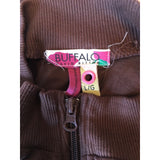 Buffalo Brown Full Zip Long Sleeve Spell Out Top Women's Size Large