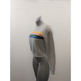 Forever 21 Cropped Sweatshirt Women's Size Medium Gray Long Sleeve Crew Neck