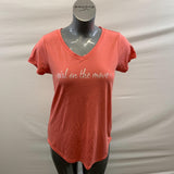 ACX Active Women's V Neck T Shirt Size Medium Coral Polyester Blend Short Sleeve Tee