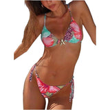 RoseSeek Women's 2 Piece Leopard Floral Bikini Set X-Small NWT