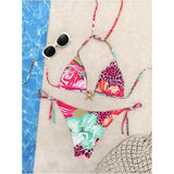 RoseSeek Women's 2 Piece Leopard Floral Bikini Set X-Small NWT
