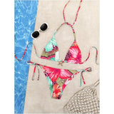 RoseSeek Women's 2 Piece Leopard Floral Bikini Set X-Small NWT