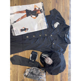 LEG AVENUE 5PC DIRTY COP SET, BLACK, M/L NEW