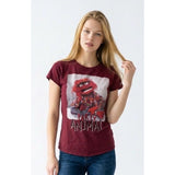 Disney Women's Burgundy Graphical PARTY ANIMAL T-Shirt Size Large Cotton