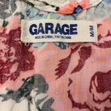 Garage Women's Romper Size Medium White w/Pink Blue Floral Patterned Button Up Sleeveless Viscose