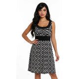 East 5th Petite Women's Summer Dress Black White Patterned Sleeveless Poly/Span