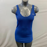 Reebok Women's Royal Blue Tank Top Styled Long Length Athletic Shirt Size Medium Polyester Blend