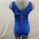 Reebok Women's Royal Blue Tank Top Styled Long Length Athletic Shirt Size Medium Polyester Blend