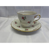Colclough Teacup Saucer Set Vintage Bone China England Petite Pink Rose Pattern