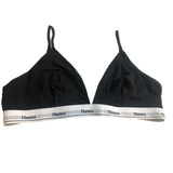 Hanes womens Original Triangle Bralette Moisture-wicking Stretch Cotton XL Black
