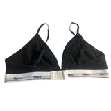Hanes womens Original Triangle Bralette Moisture-wicking Stretch Cotton XL Black