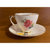 Royal Trent Fine Bone China England Vintage Teacup Saucer Set Pink Yellow Roses