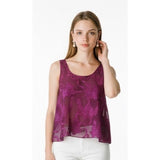 Victoria's Secret Women's Small Purple Floral Polyester Sheer Lingerie Top