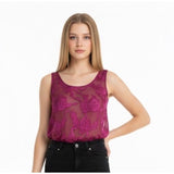 Victoria's Secret Women's Small Purple Floral Polyester Sheer Lingerie Top