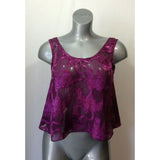 Victoria's Secret Women's Small Purple Floral Polyester Sheer Lingerie Top