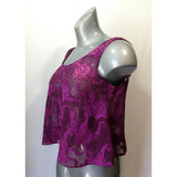 Victoria's Secret Women's Small Purple Floral Polyester Sheer Lingerie Top