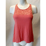 U2B Coral Sleeveless Crochet Collar Women's Keyhole Racerback Tank Top Size L