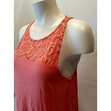 U2B Coral Sleeveless Crochet Collar Women's Keyhole Racerback Tank Top Size L