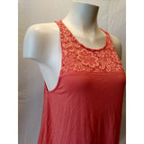 U2B Coral Sleeveless Crochet Collar Women's Keyhole Racerback Tank Top Size L