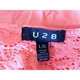 U2B Coral Sleeveless Crochet Collar Women's Keyhole Racerback Tank Top Size L