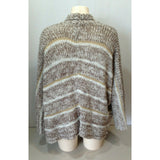 Billabong Women's 3/4 Sleeve White Brown Acrylic Open Cardigan Sweater Size S
