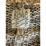 Billabong Women's 3/4 Sleeve White Brown Acrylic Open Cardigan Sweater Size S
