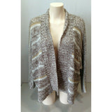 Billabong Women's 3/4 Sleeve White Brown Acrylic Open Cardigan Sweater Size S