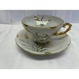 Oakwood Teacup Saucer Set Vintage Bone China Hand Painted Japan Gold Wheat