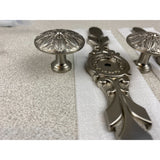 Brushed Silver Cabinet Door Knobs With Backing Plates 5 Pack